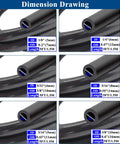 Dimension drawing of Silicone Vacuum Hose Kit For Cars With 6 Size 5 Ft Hoses showing ID and OD measurements in inches and mm