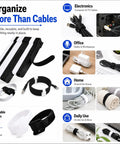 70 Pack Reusable Hook And Loop Cable Ties In Black And White For Easy Cable Management Across Electronics Computers And TV Cables With 4 6 And 8 Inch Lengths
