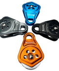 Heavy Duty Rescue Pulley With Swing Plate For Zipline And Climbing, 30kN Upgrade, colorful variations, shown in a group.