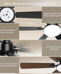 Smooth As Butter 52 Inch Ceiling Fan With Slick App And Remote Controls Featuring Whisper Quiet Motor six sleek blades and LED light panel.