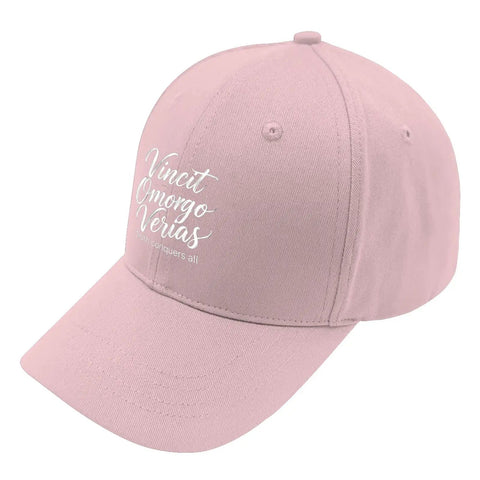 Omnia Vincit Pink Breathable Hat For Women With Adjustable Buckle Everyday Wear Cap shown in side view angle.