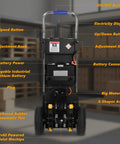 Heavy Duty Electric Stair Climbing Dolly With 1500W Motor showcasing back view with control buttons and battery connections.