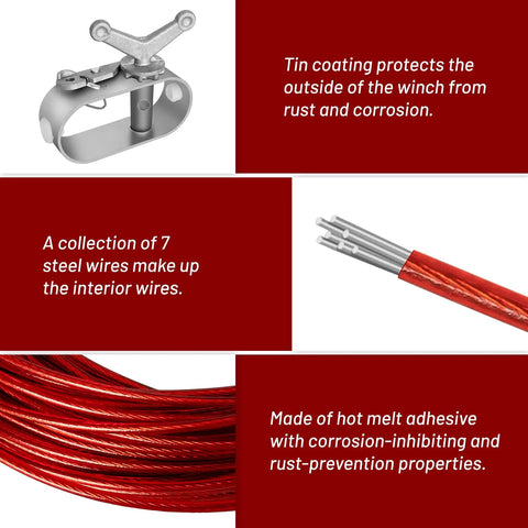 Cover Cable And Winch Kit For Round Oval And Rectangular Above Ground Pools 100 ft wire with heavy duty ratchet system details
