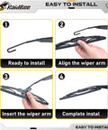 No Sweat Ten Inch Rear Wiper Blade Slick Streak Free Smooth Operator Oem Replacement installation steps with wiper arm alignment.