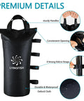 Heavy Duty Sand Bags for Canopy Legs, Portable Tent Weights Set of 4, showing sturdy handles and Oxford fabric details.