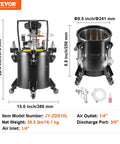 No Sweat Automatic Stirring Spray Paint Pressure Pot Two Point Five Gallon Air Powered Paint Mixer Tank with sprayer gun and hose.