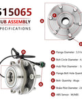 Specifications diagram for Pair Front Wheel Bearing And Hub Assembly For 2005-2019 Nissan Pathfinder Xterra Frontier 4x4 Models