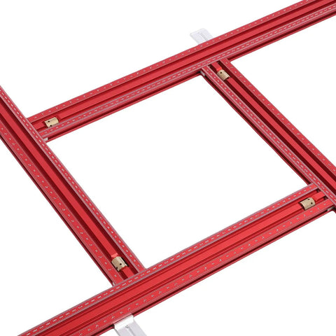 Straight Shooting Adjustable Router Template Guide Rail Bracket crafted from solid aluminum alloy with dual measuring rulers.