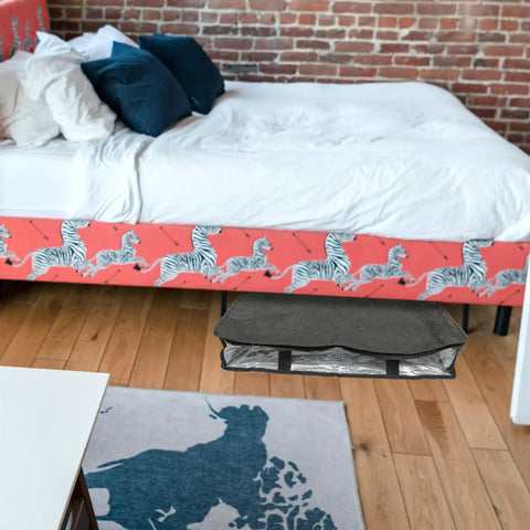 Lowkey Huge Underbed Storage Container And Clothes Organizer features grippy handles, smooth sliding design, and a sleek black fabric exterior.