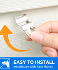 Hand installing Vinyl Siding Hooks 4 Pack Heavy Duty No Drill Siding Clips for Outdoor Lighting and Decor No Holes No Damage Hangers.