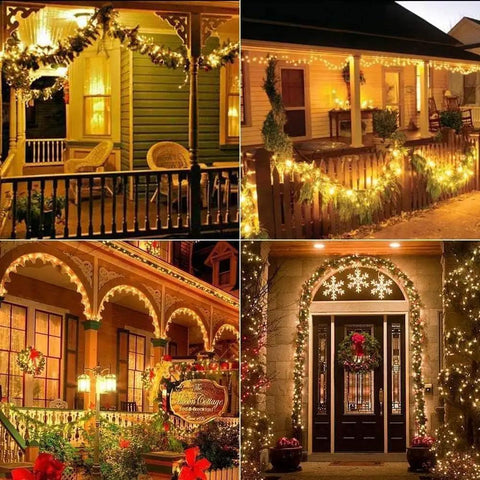 Fairy String Lights 33 Ft 100 LEDs Copper Wire Plug In Indoor Outdoor With 8 Lighting Modes And Memory Function for porch decor.