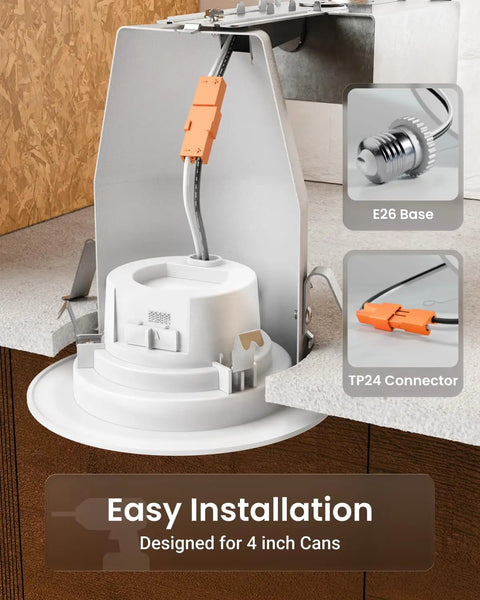 Dope 4 Inch LED Recessed Lights Kit Dimmable With Adjustable CCT 2700K To 5000K, Retrofit Can Lighting installation view
