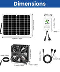 Dimensions of Solar Exhaust Fan For Chicken Coop With Battery And Adjustable Thermostat Solar Powered Vent components