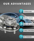 Two Pack Front And Rear Wheel Bearing Hub Assemblies For Hyundai Elantra Elantra GT Ioniq Veloster N Forte Niro Seltos And Kia Niro 513420 51750 F2000 Replacement Kit display with advantages listed
