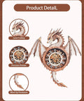 Epic 3D Dragon Clock Kit For Adults With Pendulum Wooden Puzzle Wall Decor Realistic Dragon King Theme Removable Pendulum And Hour Hand Perfect Gift For Men And Women Who Dig Puzzles And Home Decor, wooden laser-cut dragon clock front view