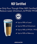 Two Pack Replacement Filters For Water Pitchers And Dispensers With Five Stage Filtration NSF certified details and filter illustration