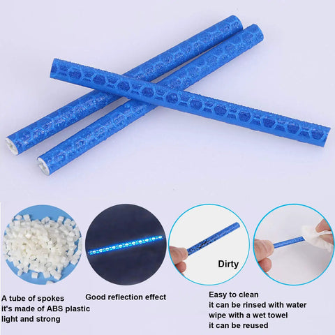 Blue Colorful Reflective Spoke Wraps Kit For Bikes 84 Pieces 7 Sets No Trim Wheel Skins Reflectors with ABS material