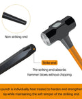 Close-up of Heavy Duty Taper Punch Set With Four Precision Hardened Pin Tools showing non-striking and striking ends.