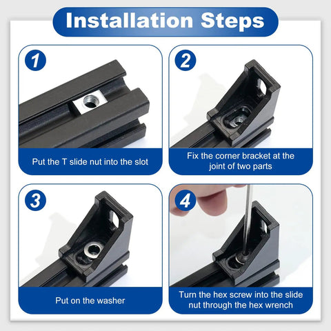 Installation steps for All-in-One M5 T-Nuts and Screws Kit for DIYers Building 8020 2040 2020 Aluminum Extrusion Profiles