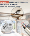 Stainless Steel Drive Screw Coupler Replacement For Garage Door Opener All Metal Direct Replacement For Screw Drive Rail Heavy Duty Genie Repair Part No Fuss Install Long Lasting Performance 1 Piece, 0.8 inch stainless steel