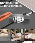 Heavy Duty Precision Miter Gauge For Table Saw With Reliable Miter Fence and Custom T Slot Fit on cutting table with wood pieces.