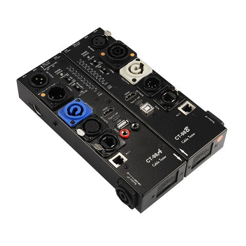 Detachable Pro Cable Tester With Multi Interface Audio Video Diagnostics And LED Indicators HDMI Type C USB RCA BNC XLR TRS RJ11 Ports Ultimate Tester Gear For Pros Black, angled view