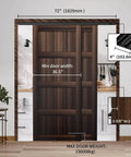 Heavy Duty Bypass Sliding Closet Door Track Set 72 Inch Aluminum Pocket Rail for two doors in kitchen, black finish