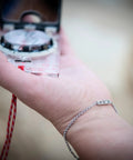 Hand holding Advanced Mirror Compass For Pros And Serious Hikers With Metric UTM Scales And Inch Ruler, open with mirror visible