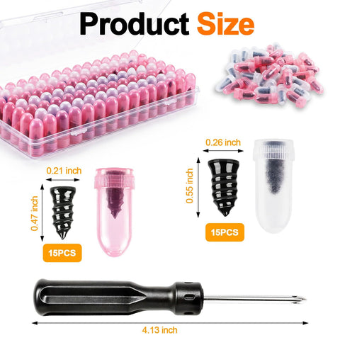 30 Pcs Tire Plugs Screw Type Emergency Tire Repair Kit with screwdriver, sizes and packaging visible