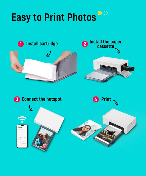 4x6 Portable Photo Printer For iPhone And Android With Wi Fi Full Color Dye Sublimation Instant Photo Printing On The Go setup guide