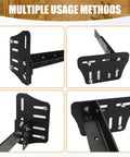 Heavy Duty Queen Bed Headboard Mounting Brackets Two Piece Steel Conversion Kit With Secure Fastening Rock Solid Construction shown from different angles.