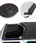 Hardtop Freedom Panel Seal Kit Weather Stripping for 2007-2026 Jeep Wrangler JK JL and Gladiator JT Roof Drip Rail Seals Wind Noise Reduction Leak Fix shown unrolled and installed on Jeep roof panel
