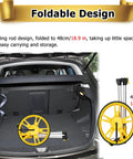 MZZKFC 3.3ft Foldable Mechanical Hand Push Distance Roller Wheel stored in a trunk, compact at 48cm/18.9in for easy transport.