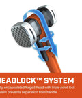 Beast Mode 8 Lb Fiberglass Sledgehammer With Headlock System showing waffle face and multi-point headlock connection