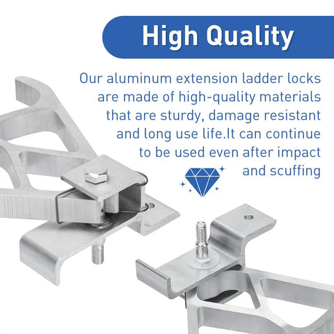 Extension Ladder Locks for Aluminum Ladders 24ft 28ft 32ft Rung Lock Kit Replacement, heavy-duty aluminum rung locks with hardware