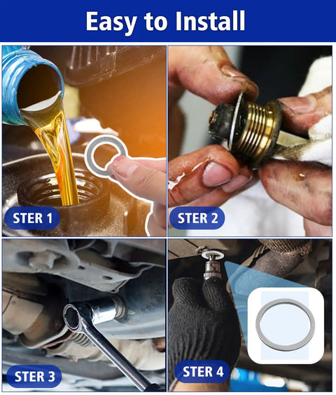 Installation process of Oil Drain Plug Crush Washer Set Kit With 568 Pieces In 18 Aluminum Gasket Sizes M6-M24