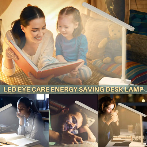 LED Desk Lamp With Touch Control For Reading No Flicker Three Color Modes Foldable Compact Space Saving Desk Light For Office Home Dorm Eye Care USB DC5V 1A