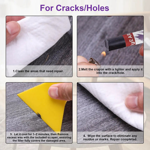 Step-by-step guide using Wood Repair Wax Crayon Kit With 20 Color Filler Sticks To Fix Scratches Dents And Cracks On Furniture Floors