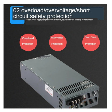 2000W Adjustable CC CV Switching Power Supply With Wide Voltage Range From 12V To 110V 0 To 150A Display Bench Side View