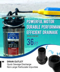 Beastly 1.6HP Submersible Sump Pump With Automatic Float Switch, High Flow 5500 GPH, 36Ft Lift, Stainless Steel Construction