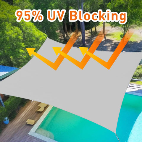 Rectangle Shade Sail 10 Foot By 16 Foot Light Gray Breathable UV Blocking Outdoor Canopy For Backyard Patio Pergola Garden Deck Custom Size Available Now