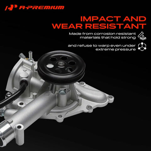 Plug And Play Engine Water Pump With Included Gasket For Ram 1500 And Jeep Wagoneer 5.7L V8 2019 Through 2024 shown from the side.