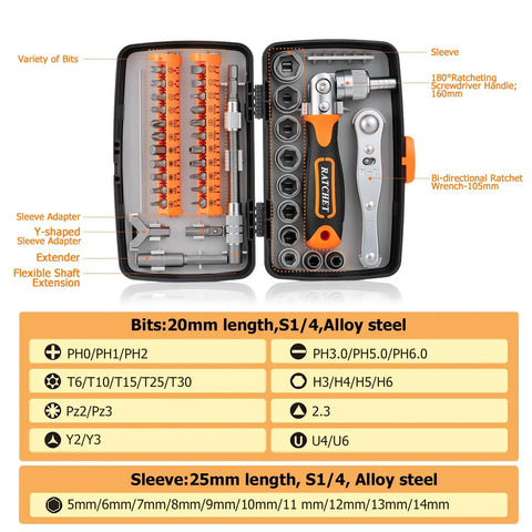 180 Degree Adjustable Ratchet Screwdriver And Wrench Set With Bit Kit Flexible Shaft Extension Metric Socket Set Open Case