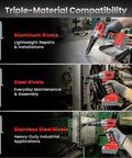 Heavy Duty Brushless Cordless Rivet Gun Compatible With Milwaukee M18 Batteries For Automotive And Jobsite Projects used with aluminum, steel, and stainless rivets.
