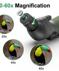 DiamondEdge Spotting Scope 20-60x80 For Bird Watching And Wildlife Viewing, Top Tier Optics With Smooth Focus, Crystal Clear Zoom For Birding, Scenery, Hiking, And Stargazing. 20-60x spotting scope with bird zoom examples