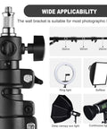 Close-up of Ring Light Wall Mount with 45.7 inch adjustable boom arm and compatibility with various photographic lights.