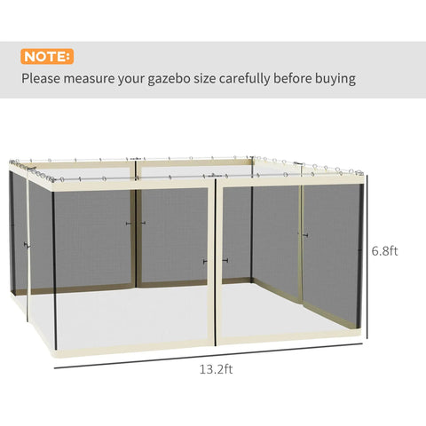 13 By 13 Universal Replacement Mesh Sidewall Netting For Patio Gazebos And Canopy Tents With Zippers Sidewall Only Cream Color