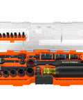 KNECT 23 Piece SAE Pass Through And Flip Socket Tool Set with Impact Driver Adapter in MODbox organizer, top view