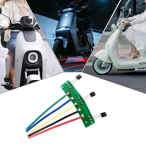 Hefty Duty Hall Effect Sensor Board For Electric Scooters And Trikes Wired 120 Degree PCBA Motor Replacement With Cable on a green circuit board.
