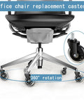 Built Tough Office Chair Caster Wheels Replacement Set Of Five Including Seven Sixteenths Inch Steel Stem showing 360° rotation on sleek modern office chair.